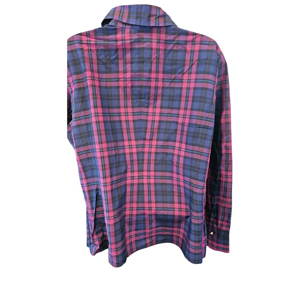Talbots sz 16 silk blend tartan purple ruched front career business long sleeve - Picture 3 of 8